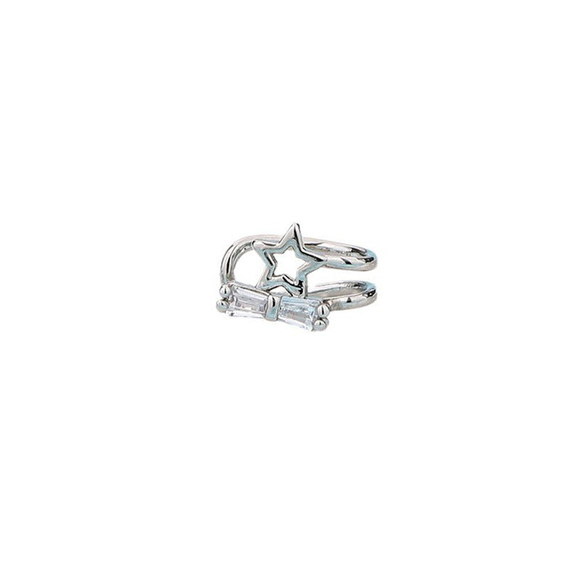 Hollow Asymmetric Star Moon No Pierced Small Fresh Artistic Inlaid Ear Clip