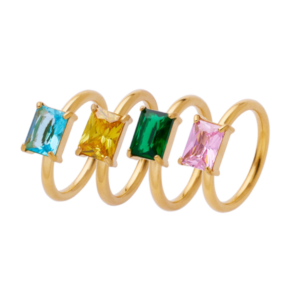 Stainless Steel Female Gold Plated Design High Sense Ring