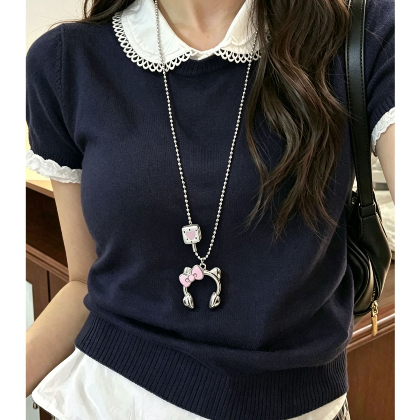 Headset Long Titanium Steel Female Niche Creative Sweet Cool Style Necklace