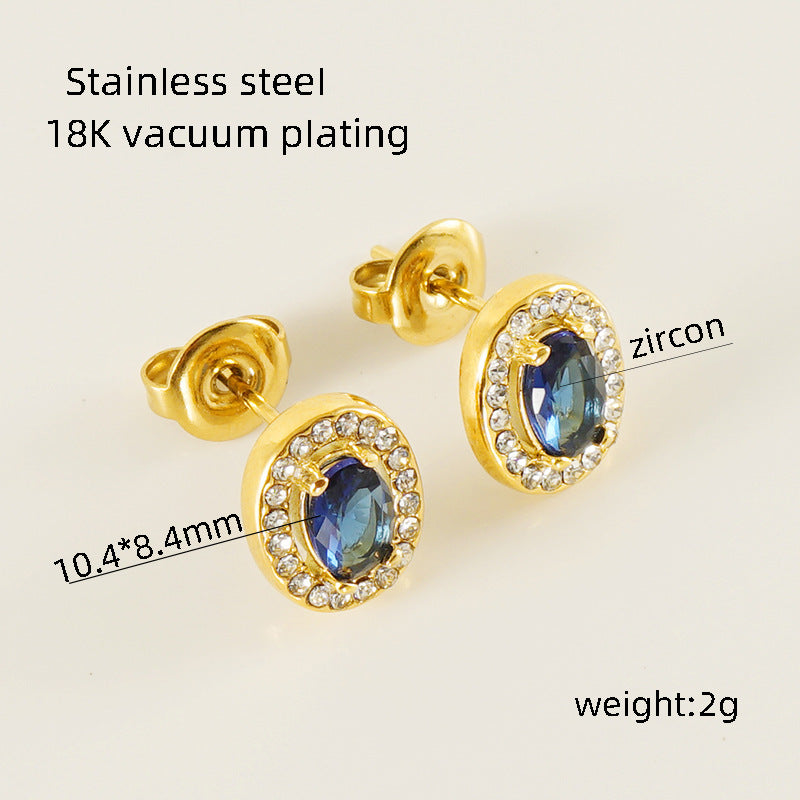 Women's Titanium Steel Zircon Stainless Square High-grade Earrings