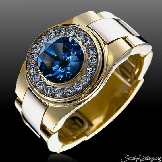 Fashion Popular Inlaid Blue Zircon Hand Rings