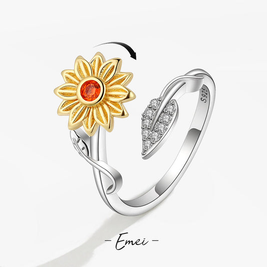 Damen-Sonnenblumen-Spinnringe, süße, lustige und einfache Ringe