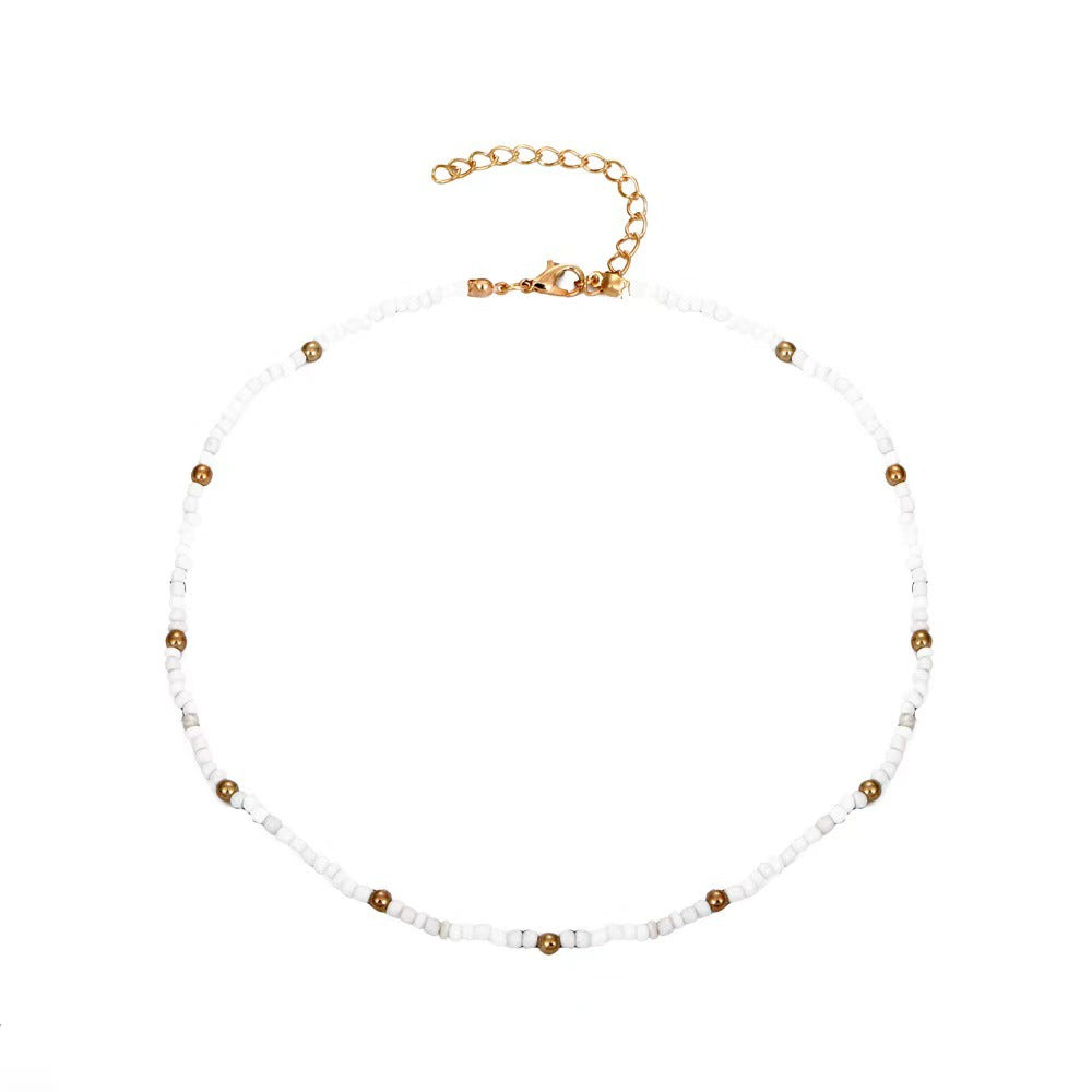 Fashion Beaded Colorful Small Beads Summer Beach Clavicle Chain Necklace