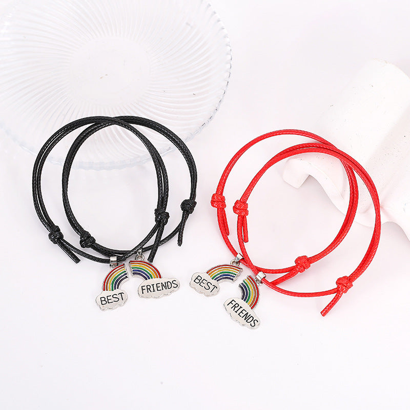 Women's & Men's & Wax Line Colorful Pendant Couple Pair And Bracelets