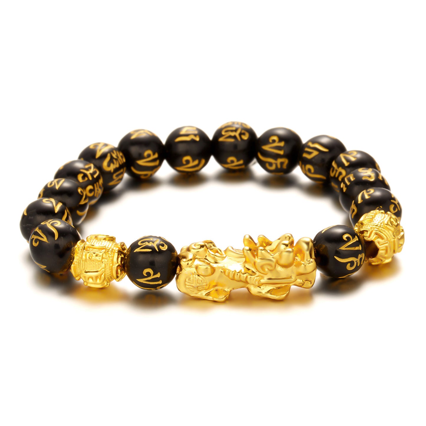 Personalisierte Obsidian-Pi-Mantra-Buddha-Armbänder für Herren mit Perlen