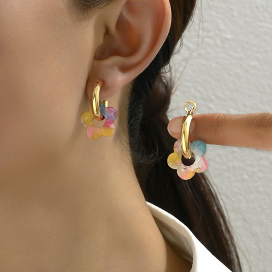Women's Fashion Beautiful Flowers For Niche Design Colorful Rings
