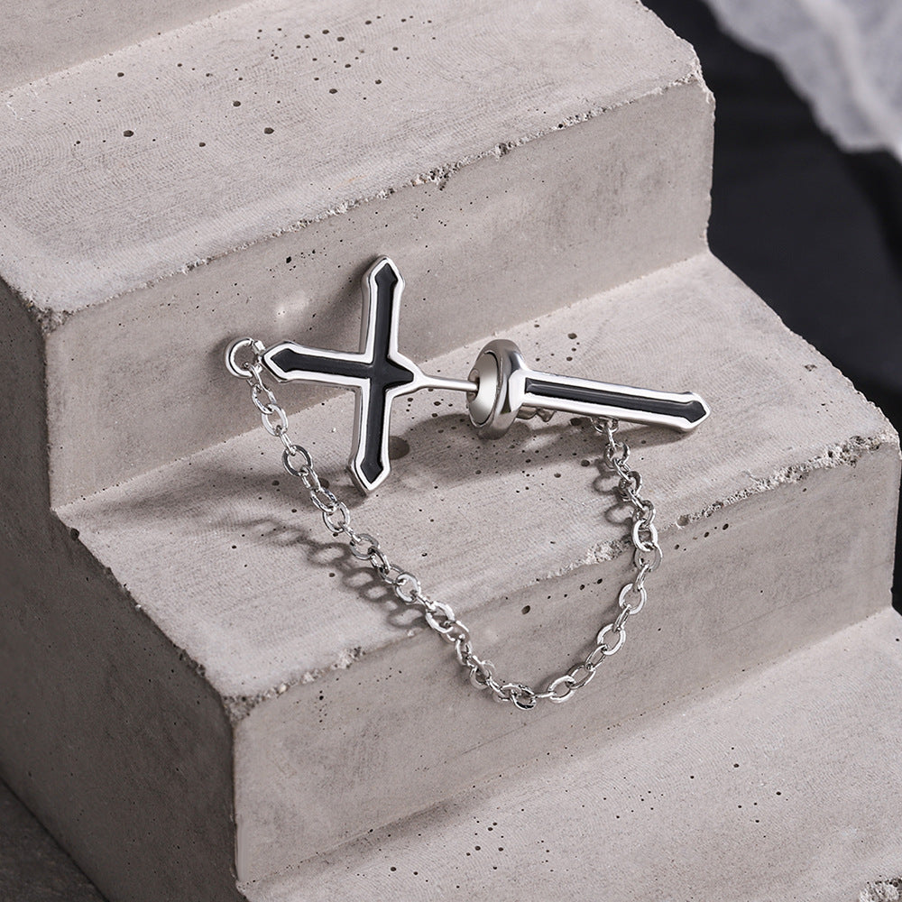 Women's & Men's & Black Cross Epoxy Trendy And Earrings