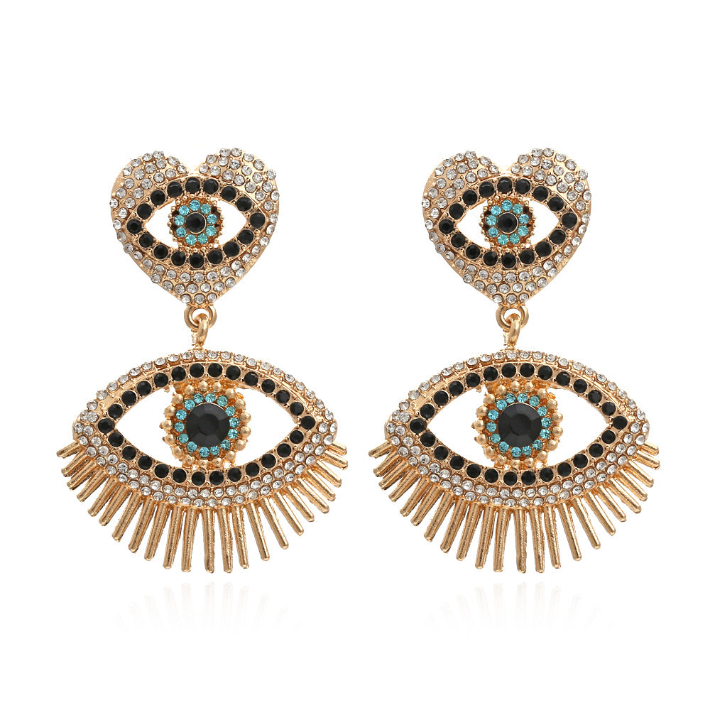 Hollow Heart-shaped Eye Exaggerated Alloy Devil's Earrings