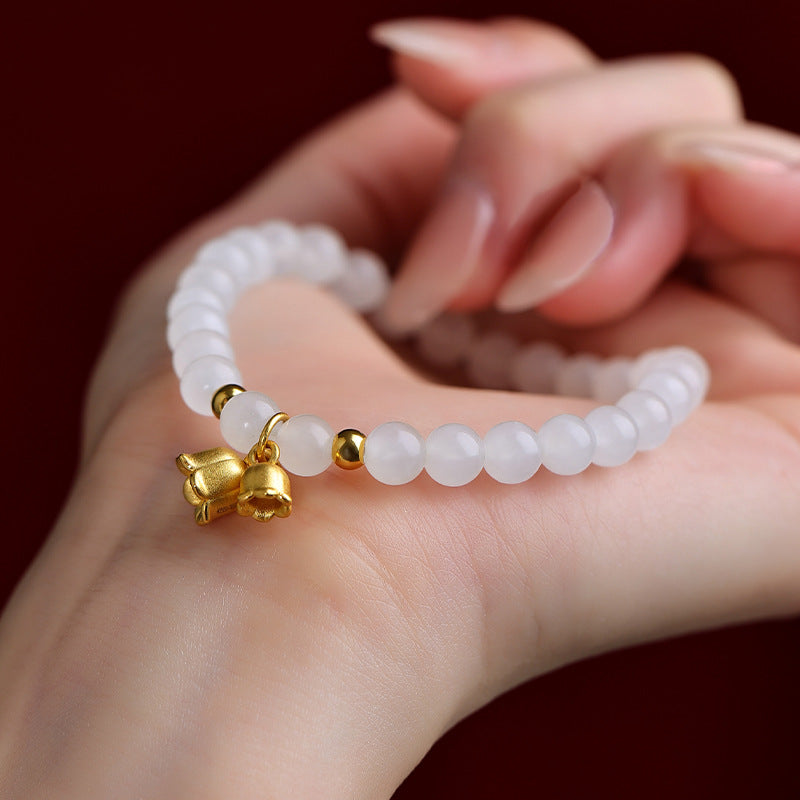 Bracelets de luxe légers à petites perles Lily dorées pour femmes