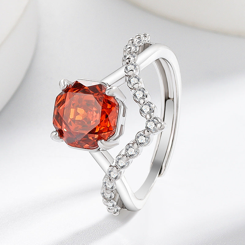 Crown Rose Cut For Love Female Super Flash High Carbon Ring