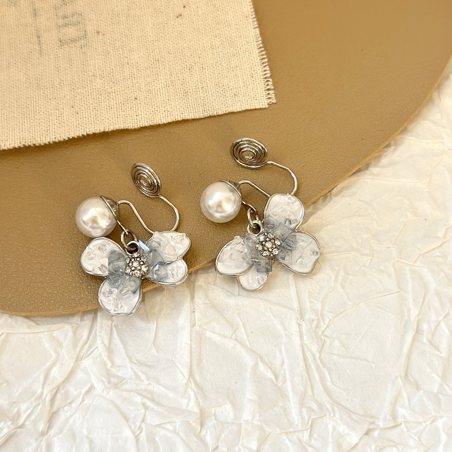 Zircon Flower Pearl Light Luxury Minority Design Without Pierced Ear Clip