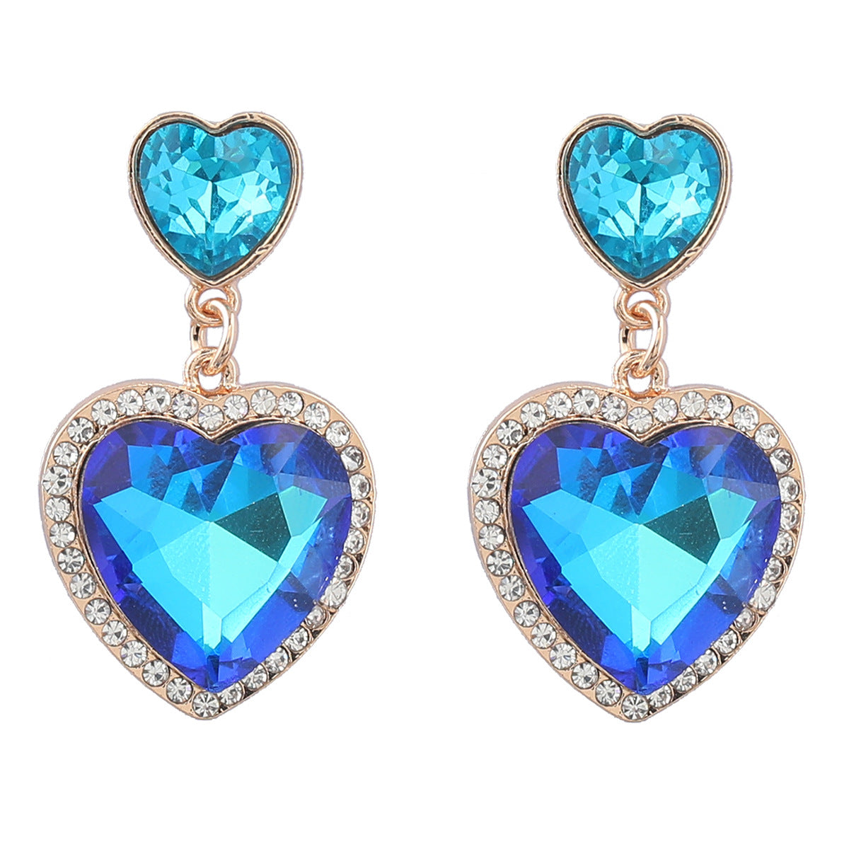 Stylish Colored Diamond Alloy Love Heart-shaped Earrings