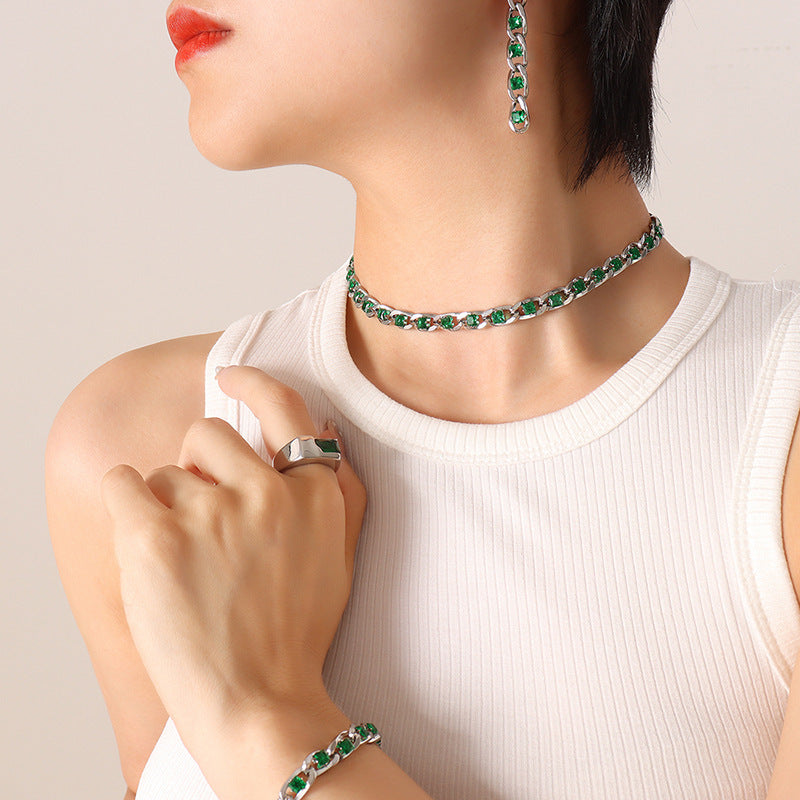 Colorful Zircon Diamond Light Luxury Delicate Jewelry Set
