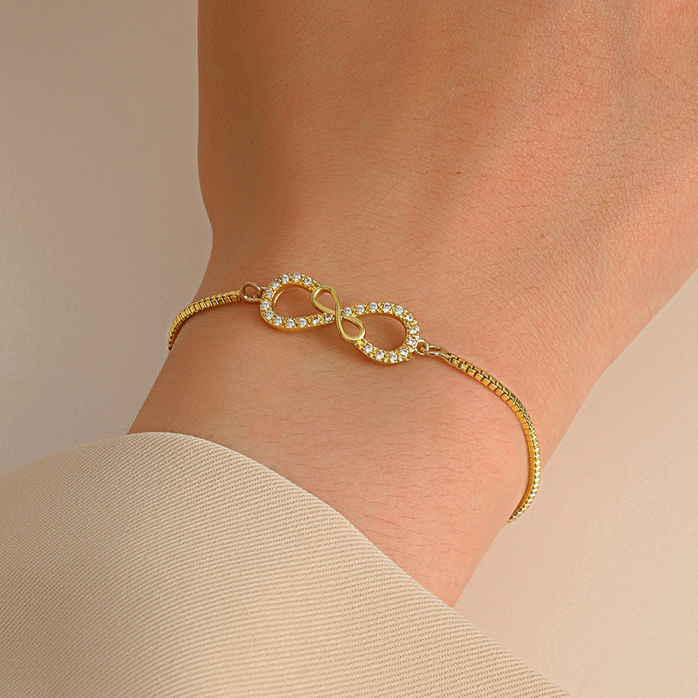 Simple Infinite Love Design Pull-back Inlaid Bracelets