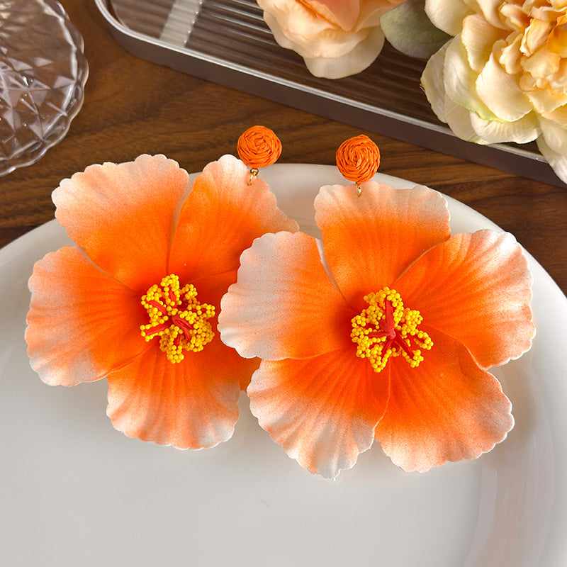 Women's Yellow Flower Mesh Vacation Style Niche High-grade Rings