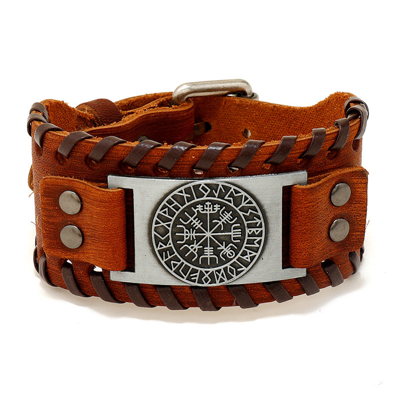 Men's Nordic Viking Pirate Cattle Leather Vintage Bracelets