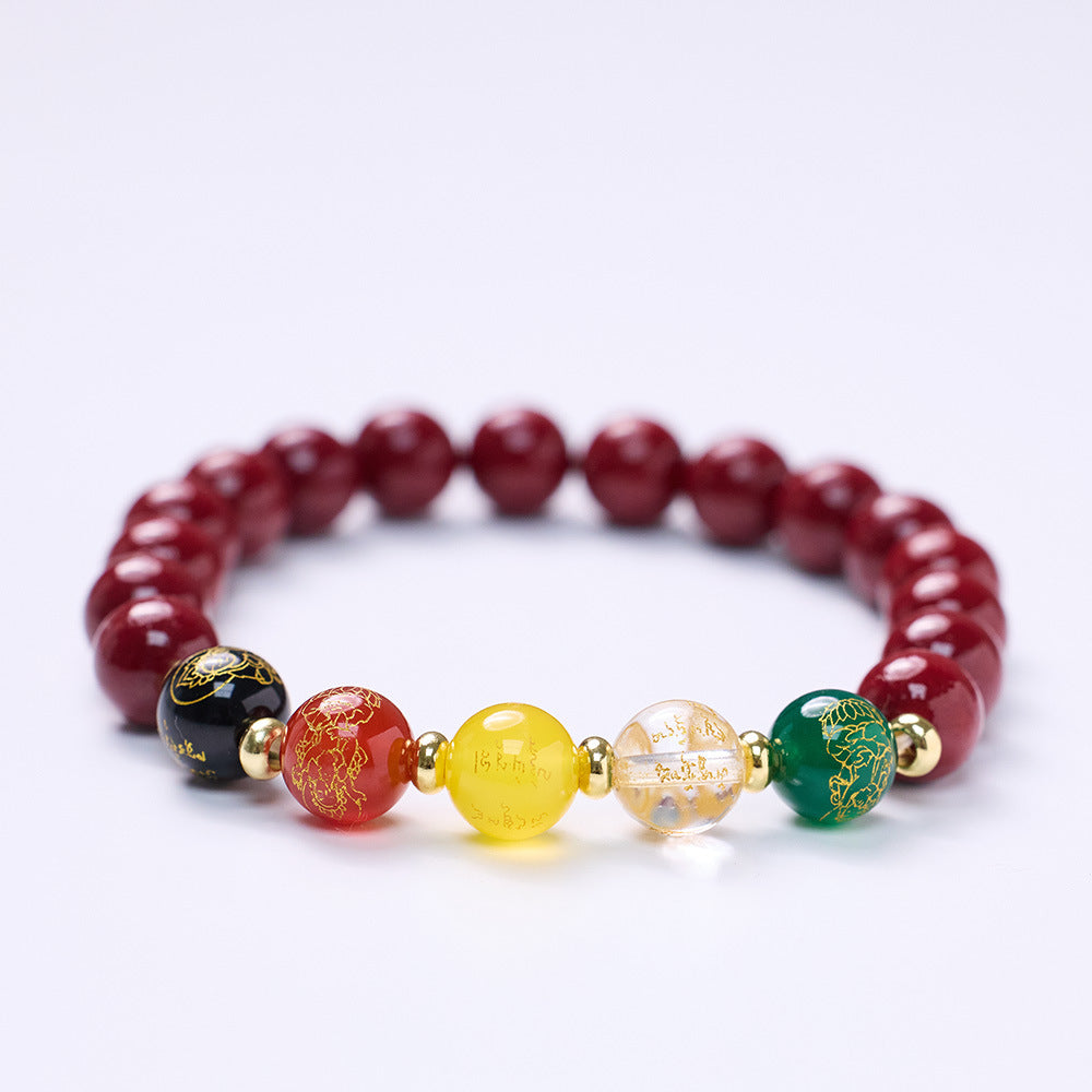 Cinnabar Five Gods Of Wealth Purple Bracelets