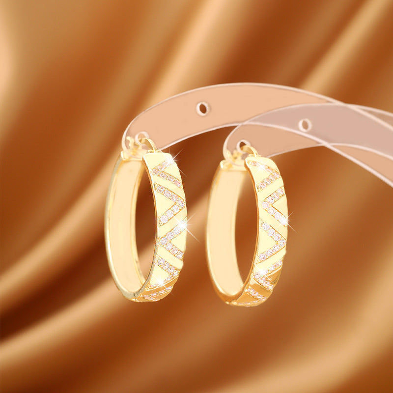 Women's Luxury Twill Full Diamond Trendy High-grade Earrings