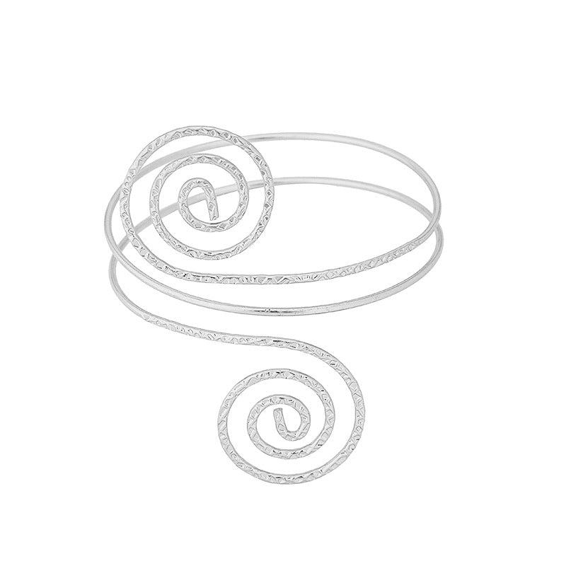 Geometric Spiral Armband Simple Temperament Texture Glossy Metal Arm Bracelet