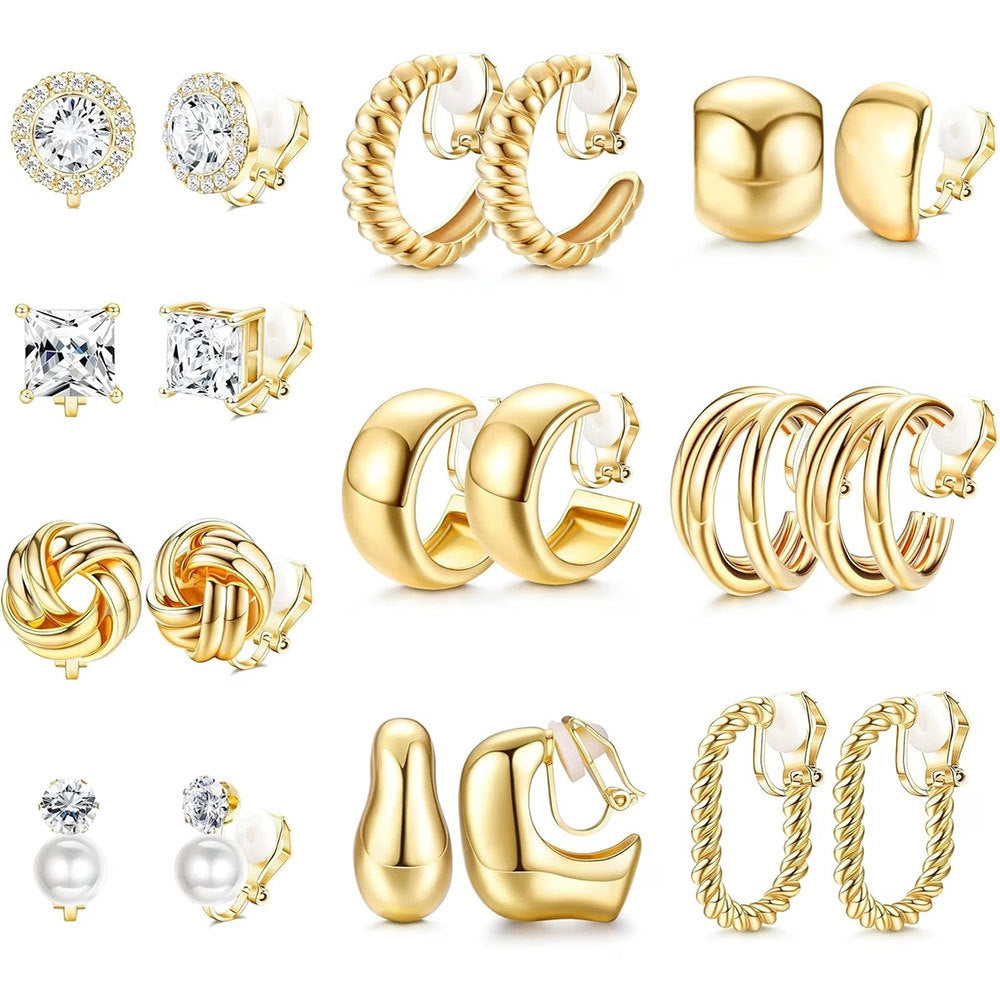 Women's Pearl Rhinestone Shaped Retro High-grade Without Ear Clip