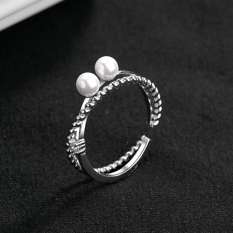 Women's Fashion Personality Affordable Luxury Double Layer Rhinestone Cross Ring