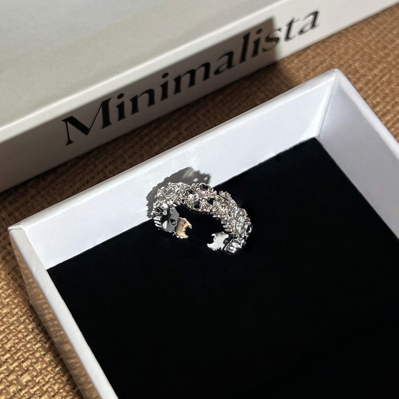 Track Niche Brushed Vintage Open Female Unisex Style Ring