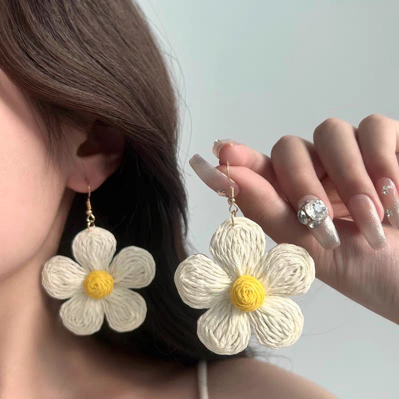 Sunflower Exaggerated Personalized Large Flower Design Earrings