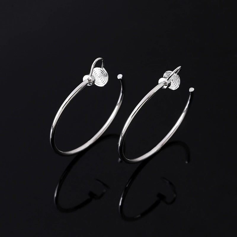 Women's Real Gold Matte Big Circle Mosquito Coil Earrings