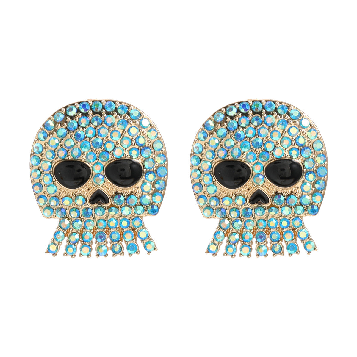 Halloween Skull Female Exaggerated Alloy Rhinestone Funny Earrings