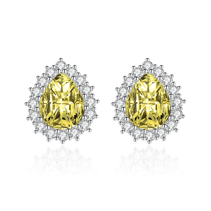 Boucles d'oreilles avec pierres précieuses de couleur, diamant jaune, rose