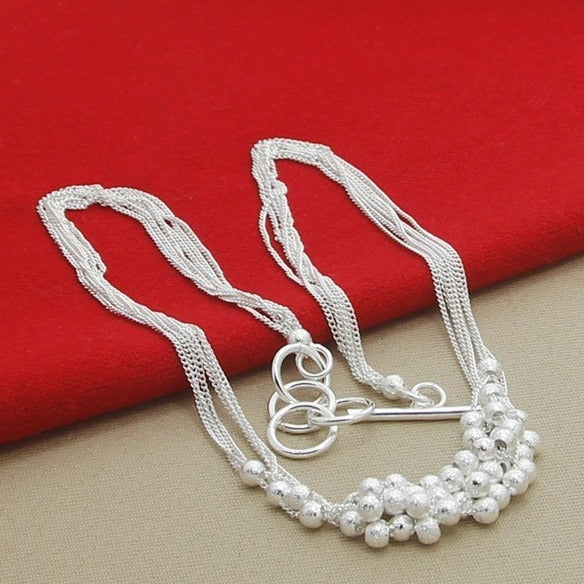 Unique Innovative Sier-plated Sand Beads Korean Necklace