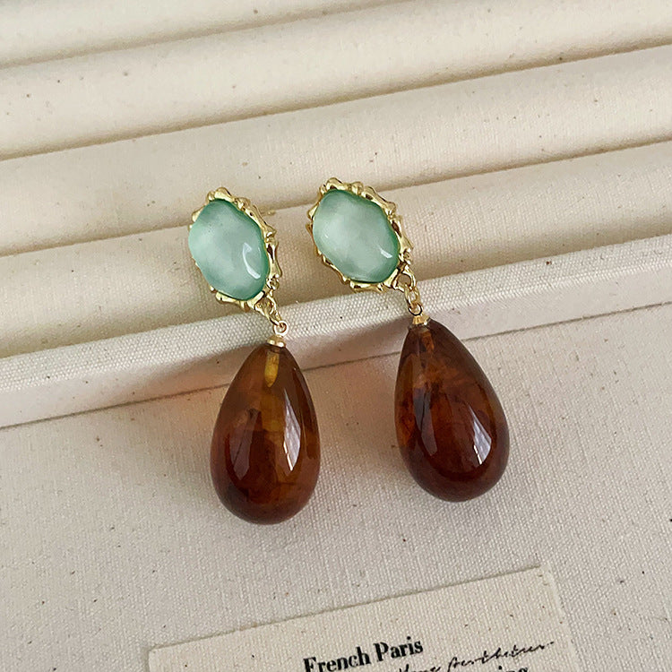 Contrast Color Resin Metal Female French Earrings