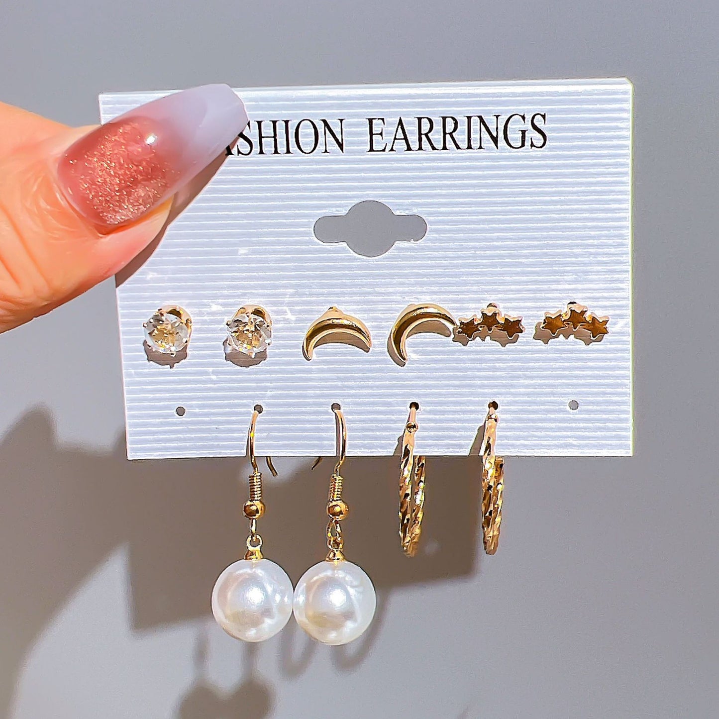 Star Moon Pearl Vintage Hepburn Style Earrings