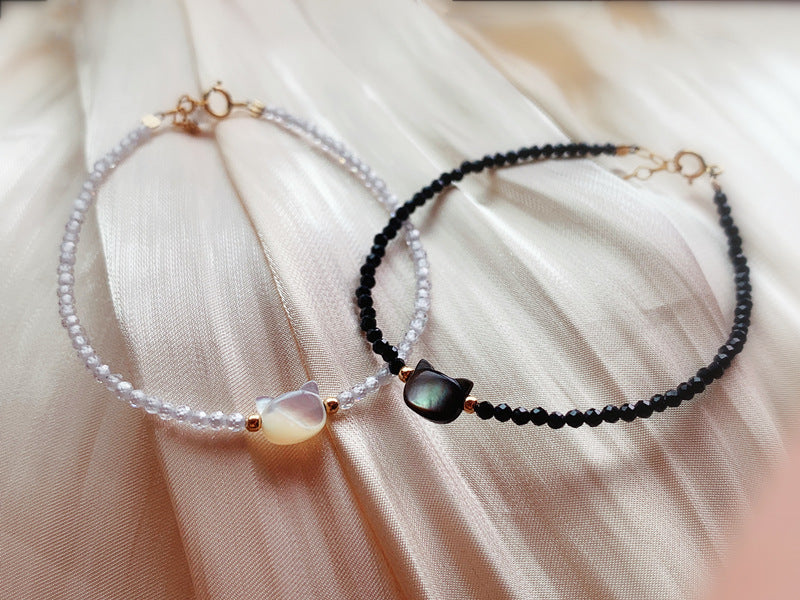 Cat Gold Adjustable Natural Crystal Small Bracelets