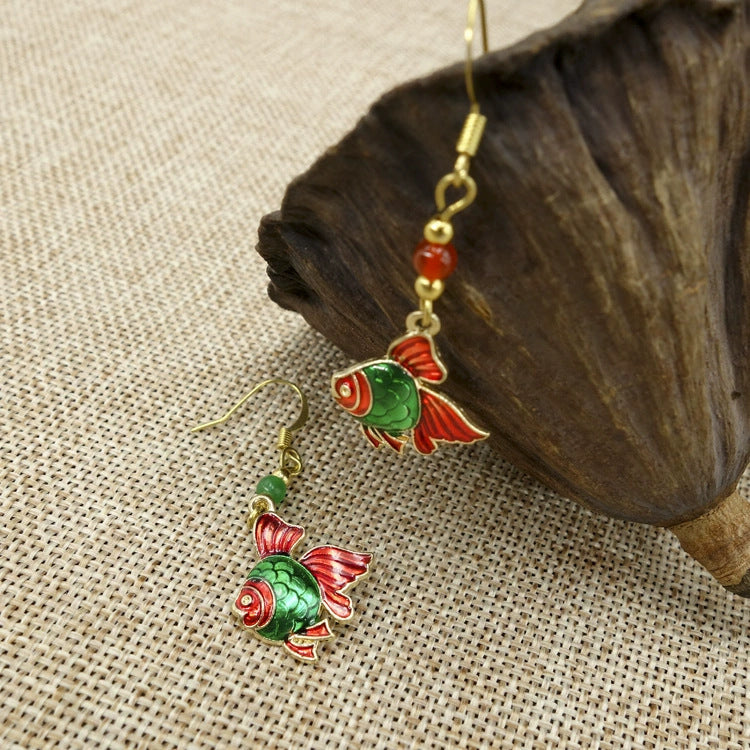 Bohemian Style Single Wear Peacock Fur Earrings