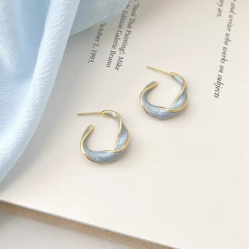 French Style Dripping Small Personalized Twisted Geometric Rings