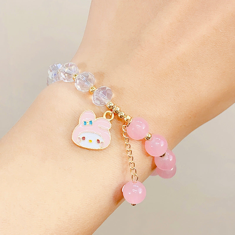 Bracelets de fleurs en cristal de dessin animé de princesse perlée pour enfants