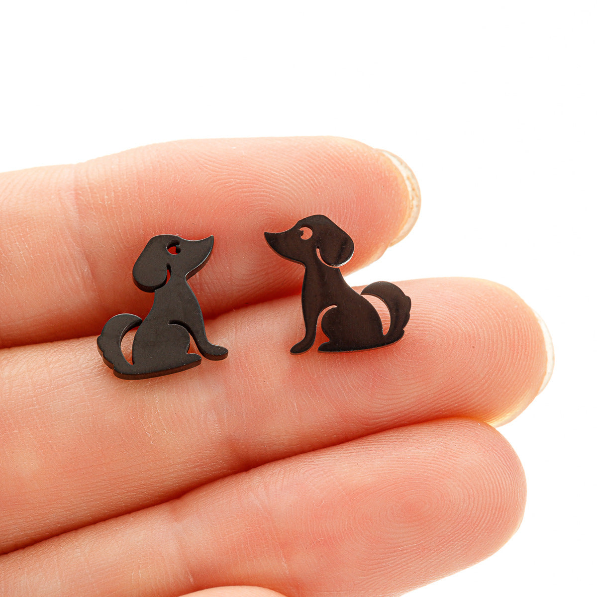 Boucles d'oreilles simples en acier inoxydable pour chien du zodiaque chinois