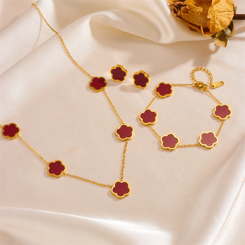 Women's Stainless Steel Plant Fritillary For Jewelry Set