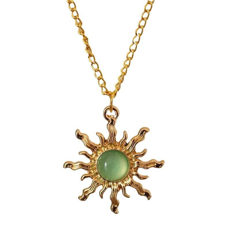 Women's Bohemian Air-cooled Gold Light Green Sun Earrings