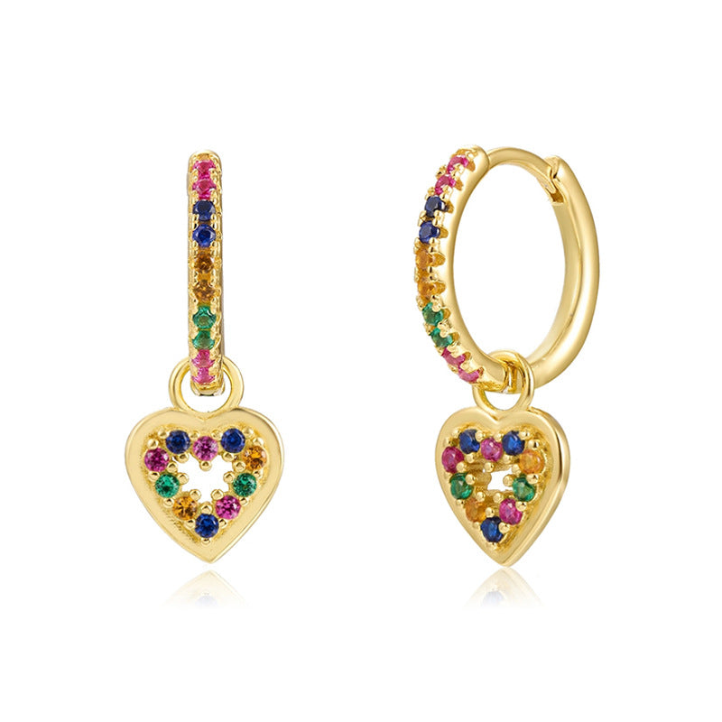 Sier Needle Fashion Classic Retro Hollow Heart Stud Earrings