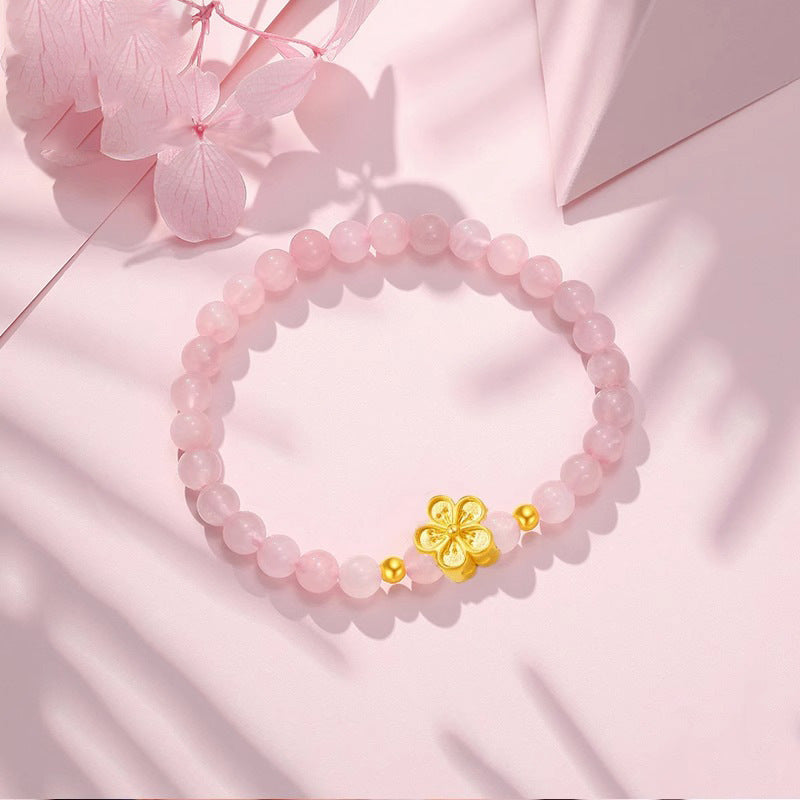 Women's Pink Crystal Lucky Beads Valentine's Day Gift Bracelets