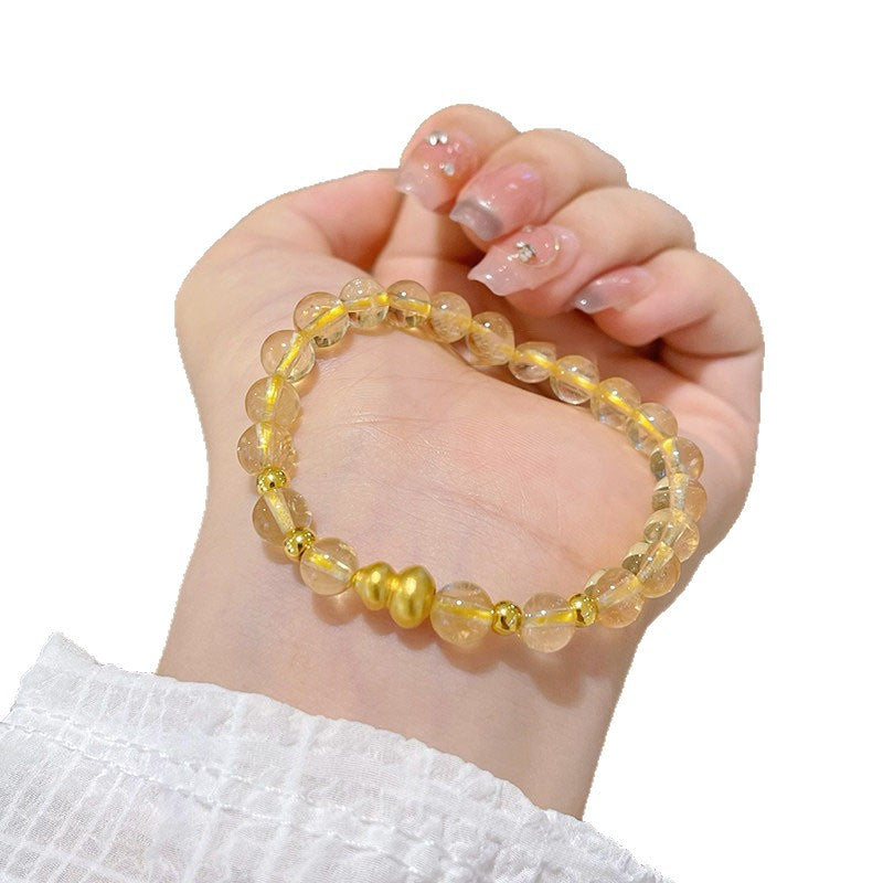 Imitation Natural Citrine Design High Sense Gold Rutilated Bracelet