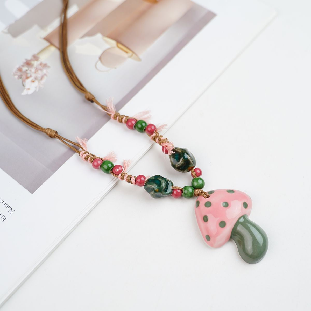 Peace Fu National Fashion Vintage Ceramic Female Longevity Necklaces