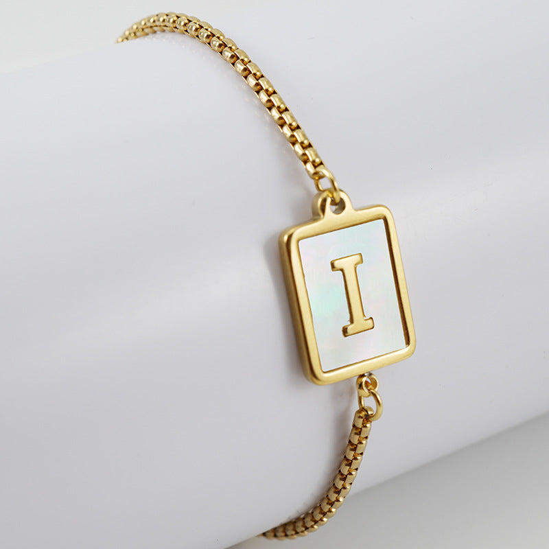 Shell Letter Lala Female Stainless Square Bracelets