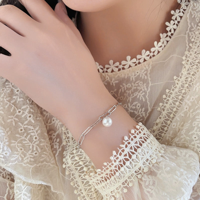 Niche Design Sier Plated Stitching Pearl Vintage Jewelry Bracelets