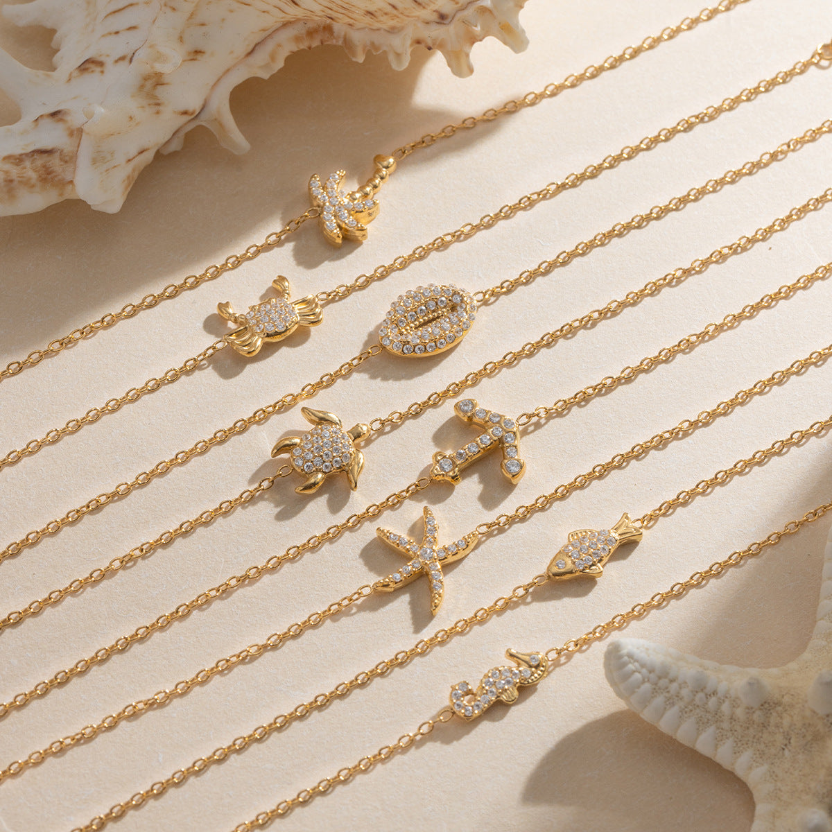 Gold Stainless Steel Zircon Marine Light Luxury High Sense Bracelets