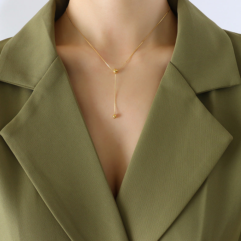 Minimalist Design Double Layer Twin Round Beads Female Necklaces