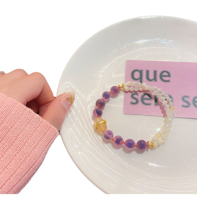 Bracelets de luxe légers en agate coeur de sucre série rose doux et frais