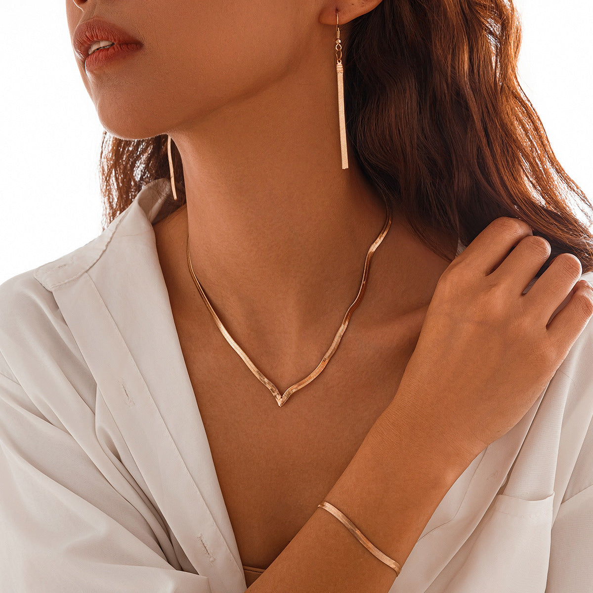 Women's Hip Hop Street Snap Metal Snake Bones Chain Necklace